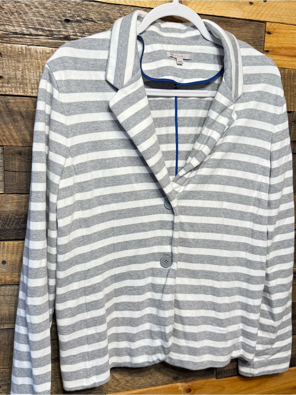 Gap Womens Size XL Gray White Striped Cotton Blazer Jacket